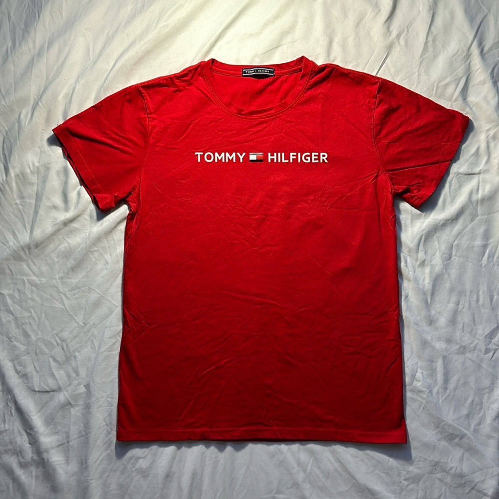 Red “Tommy Hilfiger” shirt